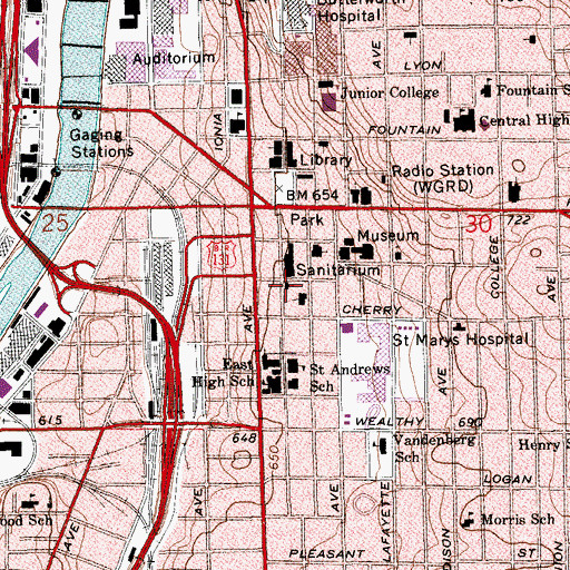 Topographic Map of Seventh Day Adventist Church, MI