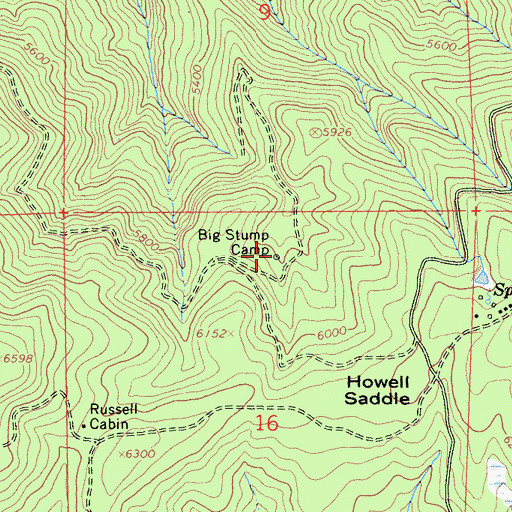 Topographic Map of Big Stump Camp, CA