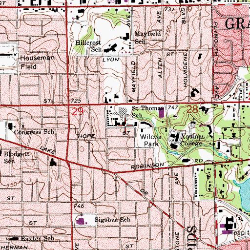 Topographic Map of Saint Thomas Parish, MI