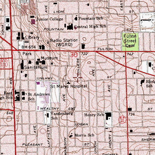 Topographic Map of Voight House Victorian Museum, MI