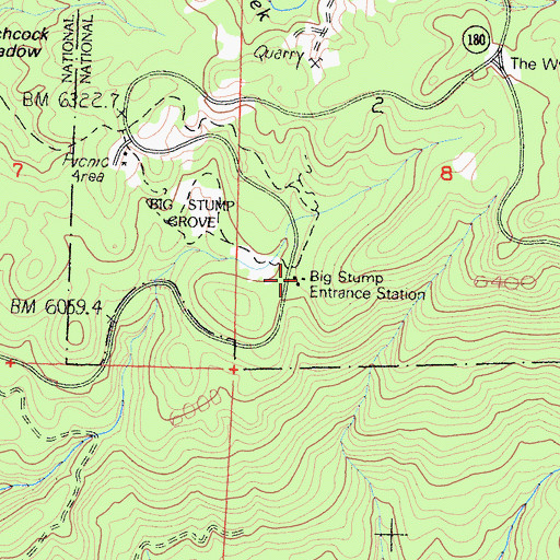 Topographic Map of Big Stump Entrance Station, CA
