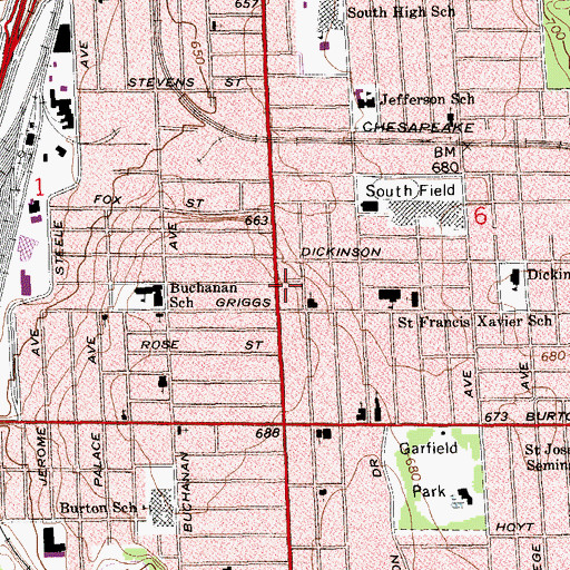 Topographic Map of Grand Rapids Fire Department Division Street Station, MI