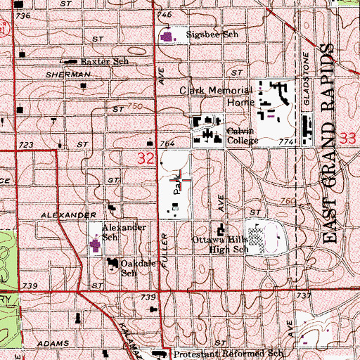 Topographic Map of Martin Luther King Park, MI