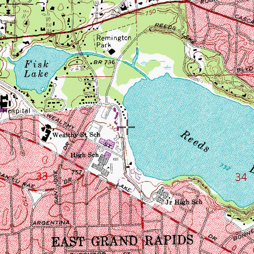 Topographic Map of John A Collins Park, MI