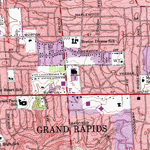 Topographic Map of Breton Village Mall, MI