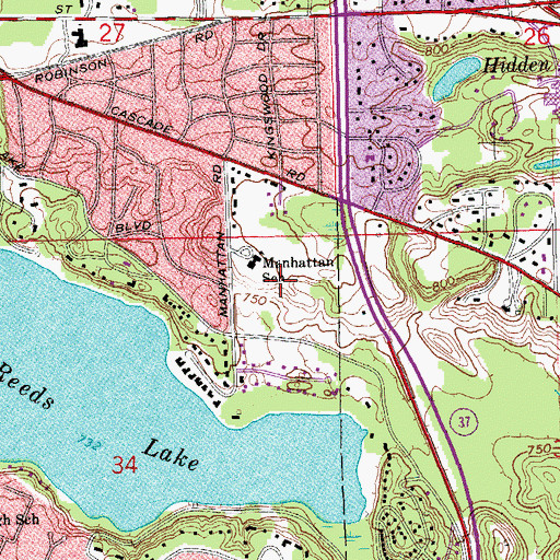 Topographic Map of Manhattan Recreation Area, MI