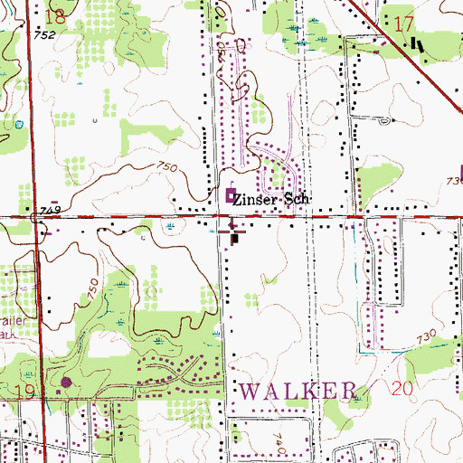 Topographic Map of Mount Olive Lutheran Church, MI
