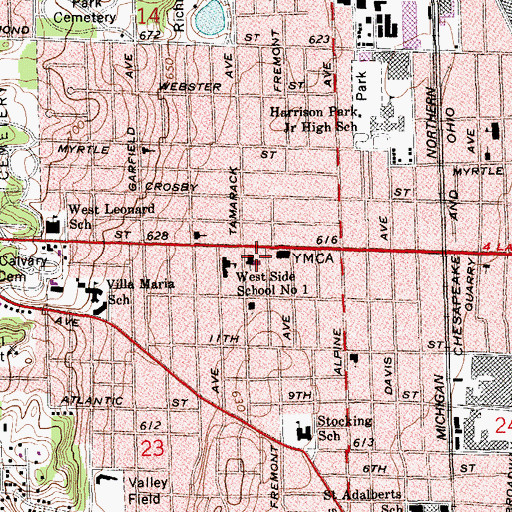 Topographic Map of Seventh Reformed Church, MI