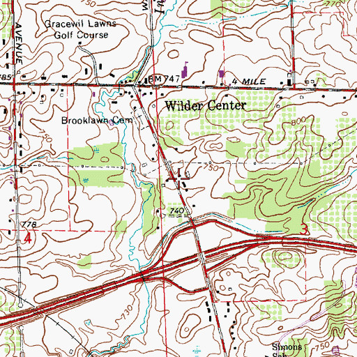 Topographic Map of Faith United Church of God, MI