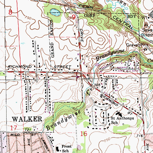 Topographic Map of Westwood Community Church, MI