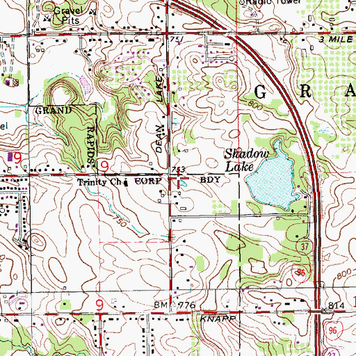 Topographic Map of New Community Church, MI