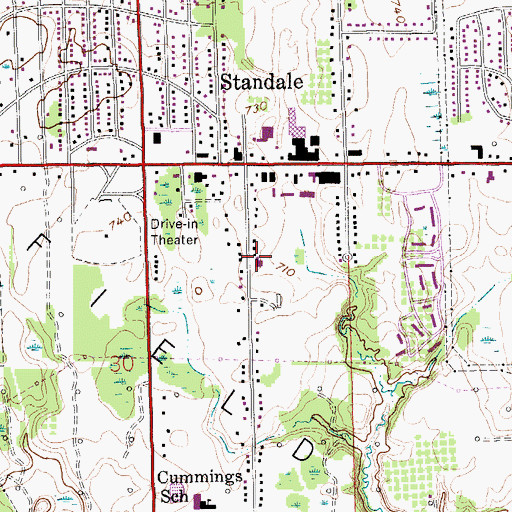 Topographic Map of Standale Reformed Church, MI