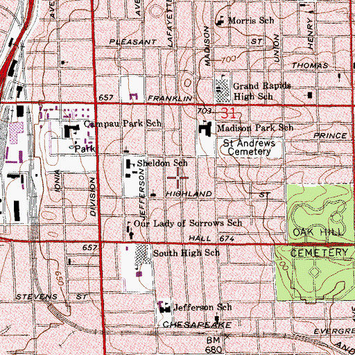 Topographic Map of New Beginnings Church of God, MI