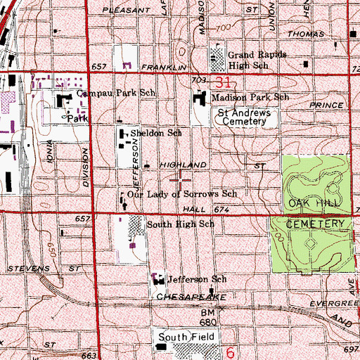 Topographic Map of New Jerusalem Missionary Baptist Church, MI