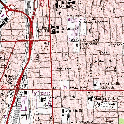 Topographic Map of Grace Christian Reformed Church, MI