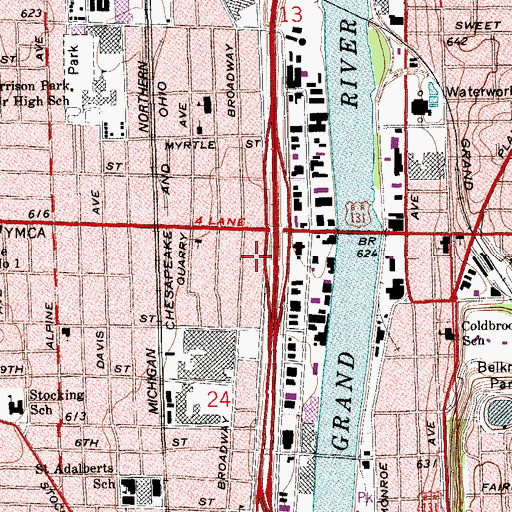 Topographic Map of Deliverance Outreach Church, MI
