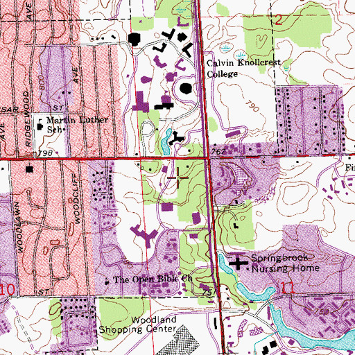 Topographic Map of Woodlawn Christian Reformed Church, MI