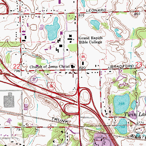 Topographic Map of Calvary Church, MI