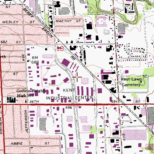 Topographic Map of Living Word Christian Church, MI