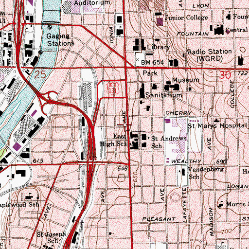 Topographic Map of Division Street Fellowship, MI