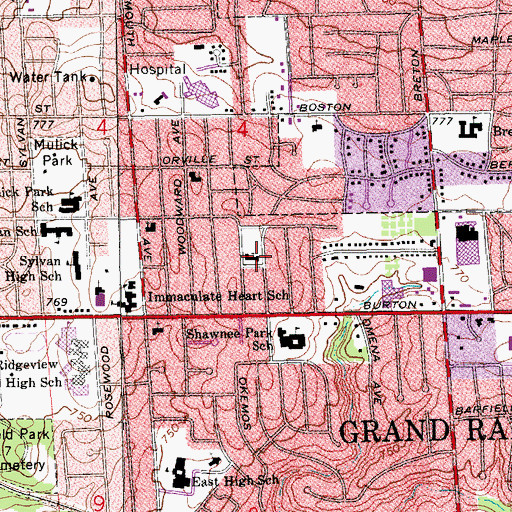 Topographic Map of Fifth Reformed Church, MI