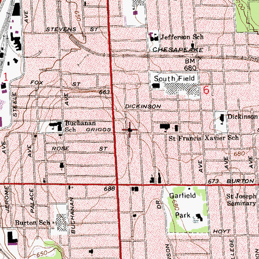 Topographic Map of Davis Memorial Church of God, MI