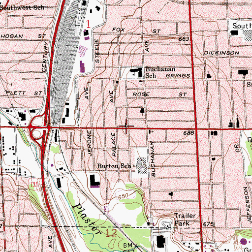 Topographic Map of Burton Heights Baptist Church, MI