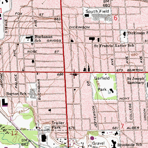 Topographic Map of United Methodist Hispanic Church, MI