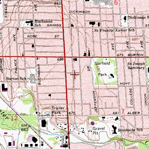 Topographic Map of Mount Zion Baptist Church, MI