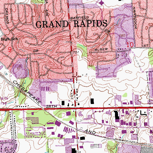 Topographic Map of Woodland Drive-In Church, MI