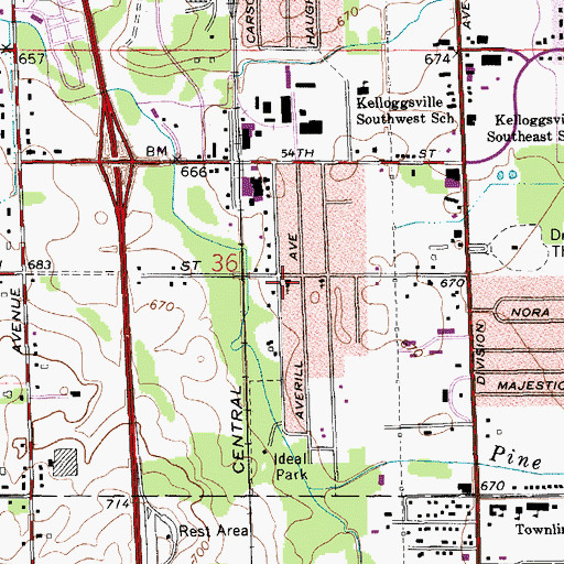 Topographic Map of Ideal Park Christian Reformed Church, MI