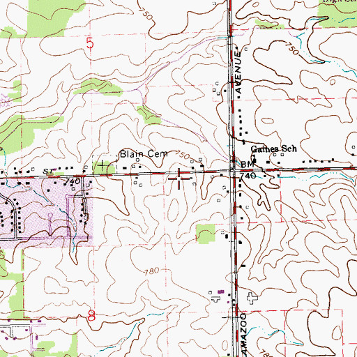 Topographic Map of Hillside Community Church, MI