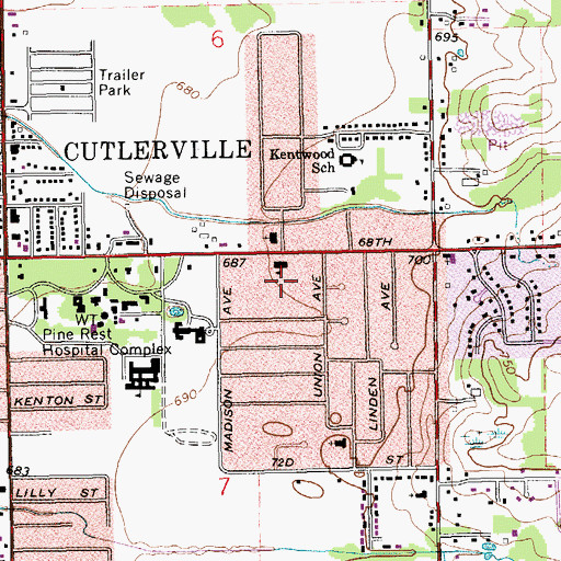 Topographic Map of Cutlerville East Christian Church, MI