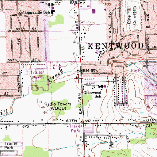 Topographic Map of New Hope Free Methodist Church, MI