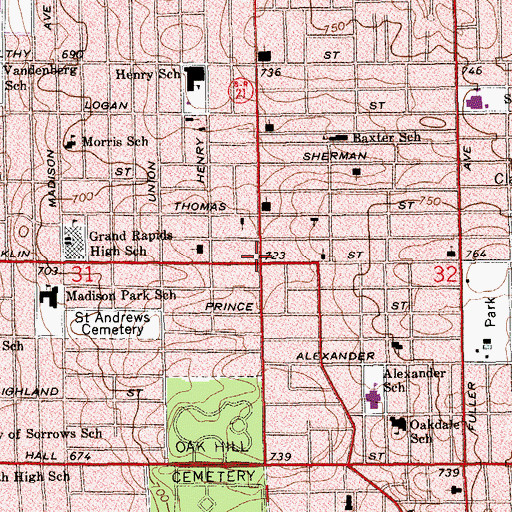 Topographic Map of Harvest Church of Our Lord, MI