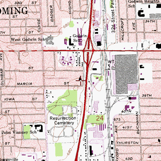 Topographic Map of Woodview Christian Church, MI