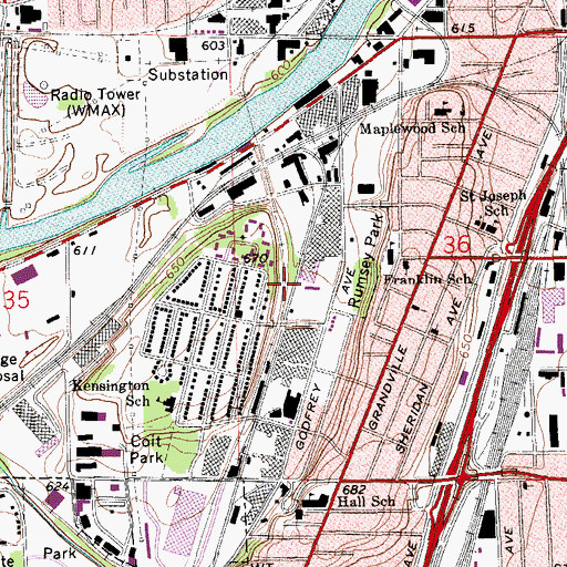 Topographic Map of Hillcrest Community Church, MI