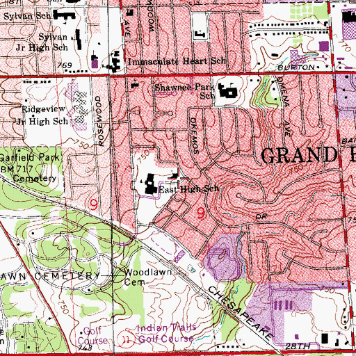 Topographic Map of Shawnee Park Christian Church, MI