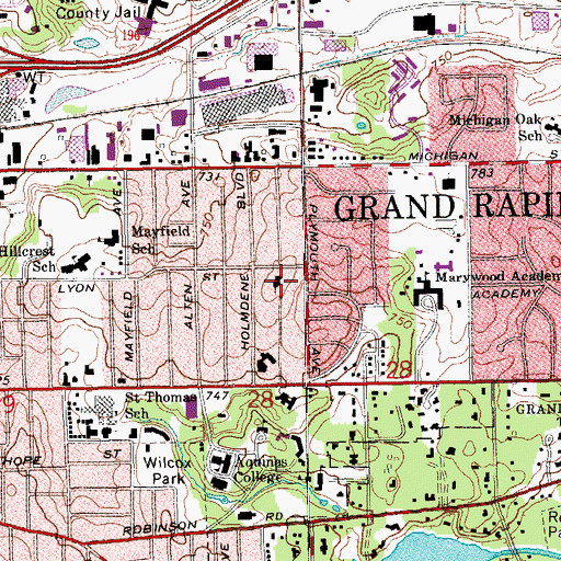 Topographic Map of Mayfair Christian Reformed Church, MI