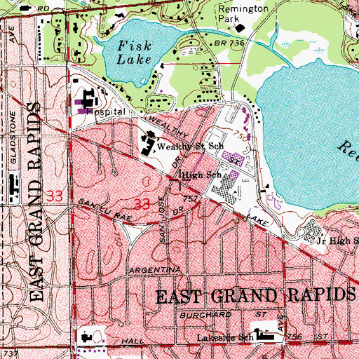 Topographic Map of Lake Drive Baptist Church, MI