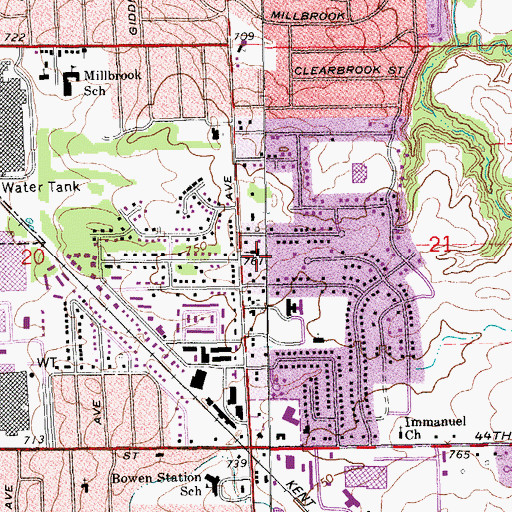Topographic Map of Plymouth Congregational Church, MI