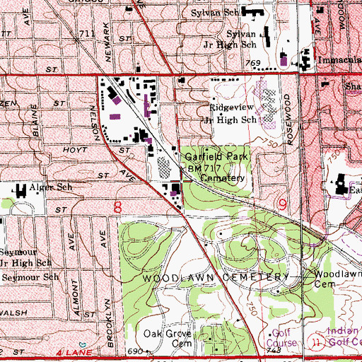 Topographic Map of Lamb of God Church, MI