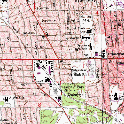 Topographic Map of Hope Reformed Church, MI
