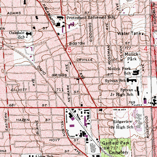 Topographic Map of Boston Square Christian Church, MI