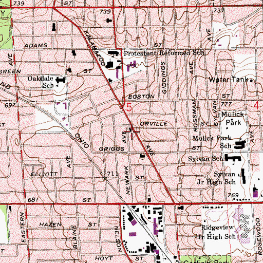 Topographic Map of Faith Temple Church of God, MI