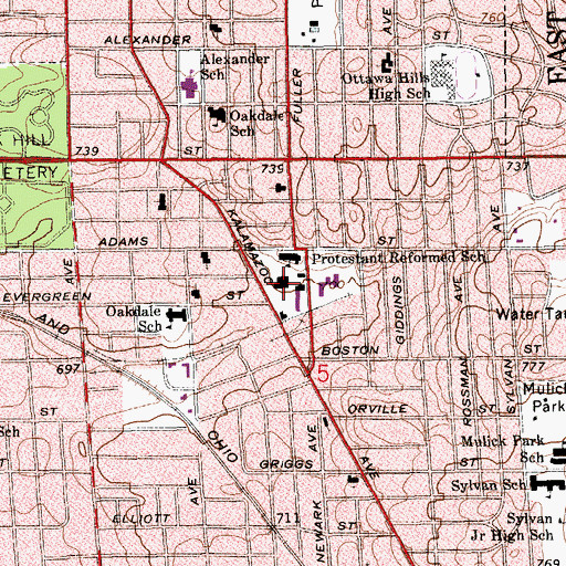 Topographic Map of Living Word Christian Church, MI