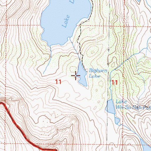 Topographic Map of Bighorn Lake, CA