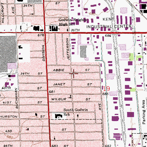 Topographic Map of Southlawn Church of God, MI