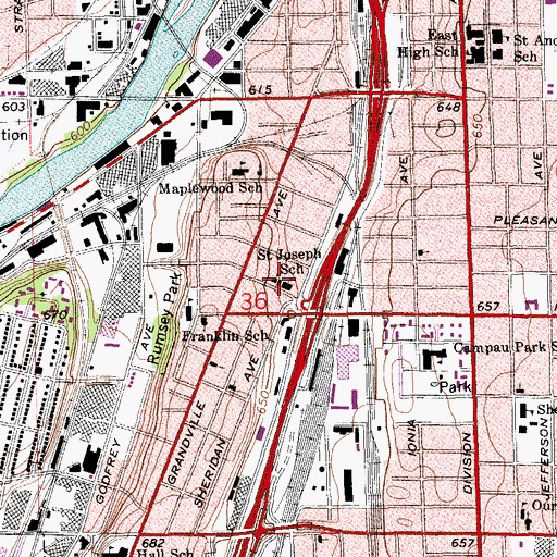 Topographic Map of Saint Joseph's Church, MI