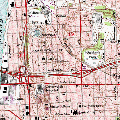 Topographic Map of Coit Community Church, MI